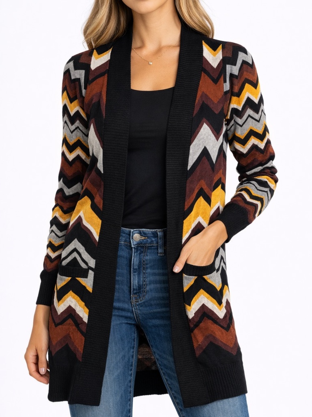 Missoni for Target Chevron Cardigan XS Open Front Zigzag Boho Duster Sweater